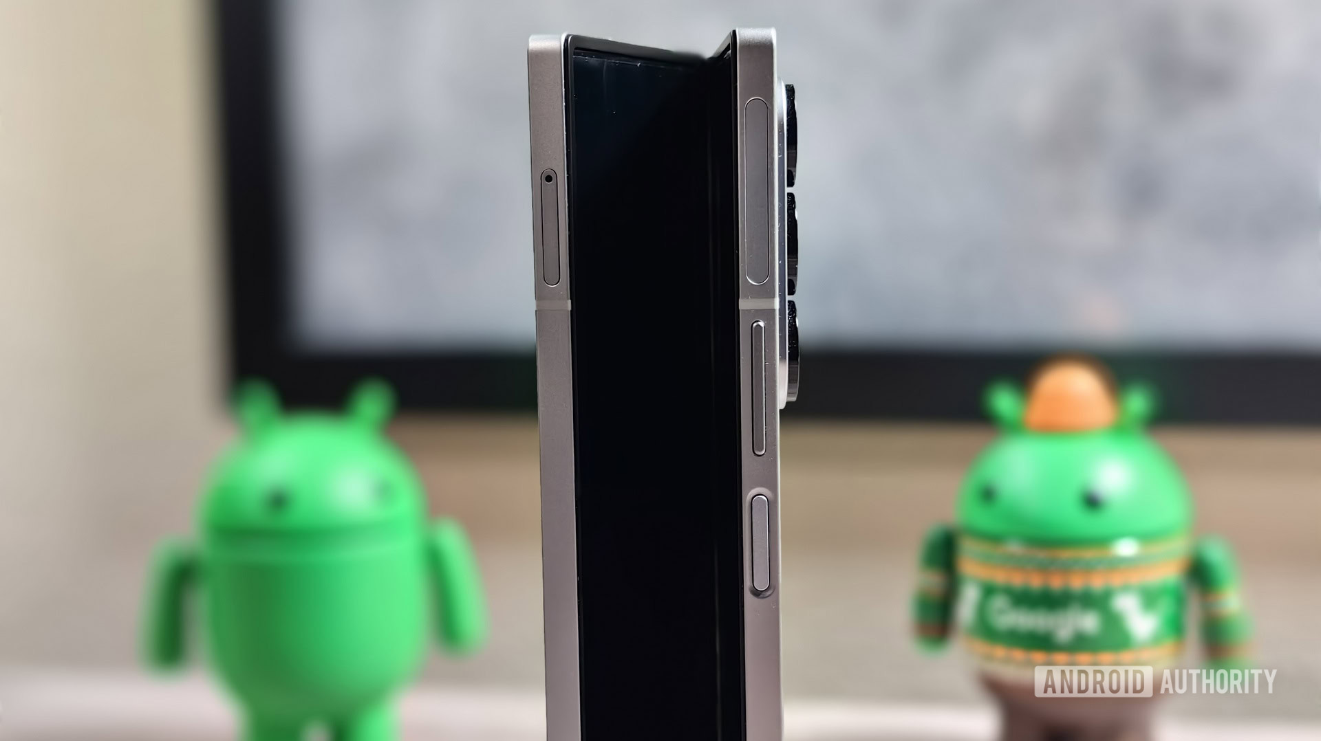 Side view of the Samsung Galaxy Z Fold 6 when partially folded