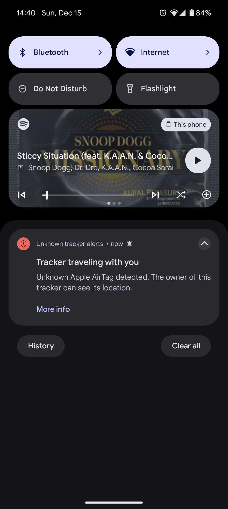 Unknown tracker notification