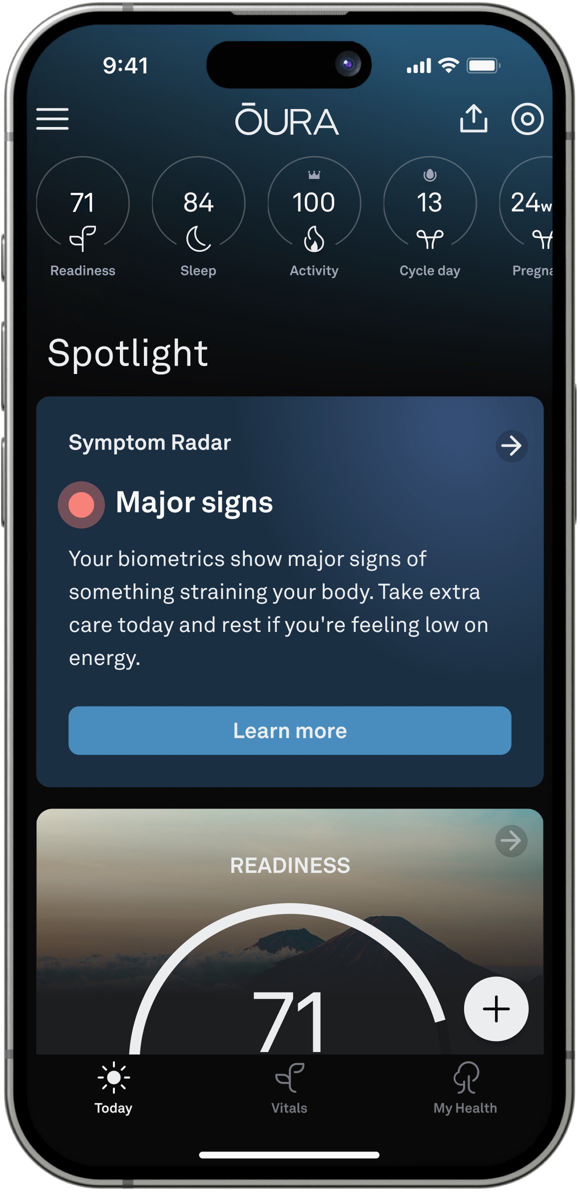 oura symptoms major