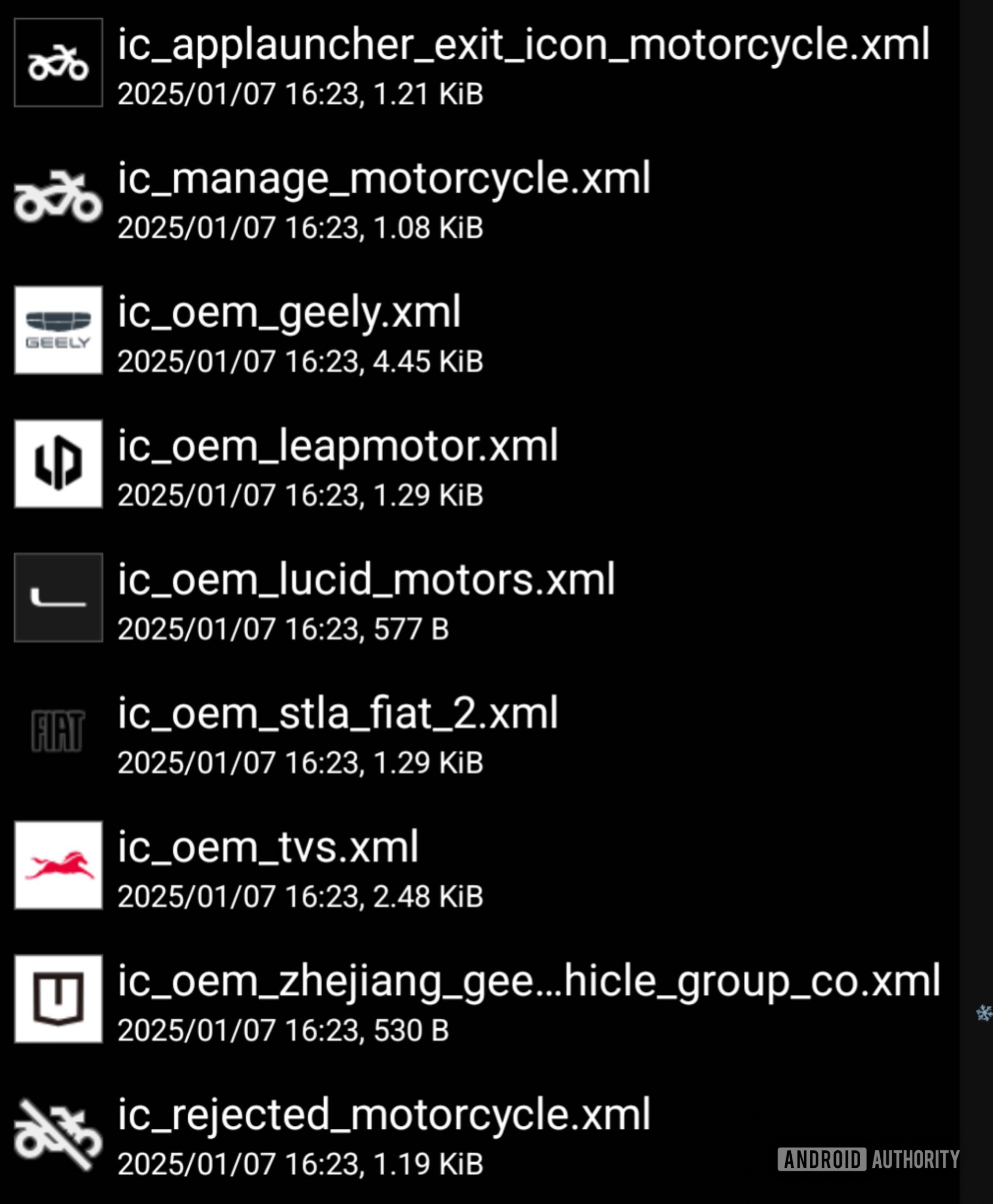 Android Auto motorcycle icons