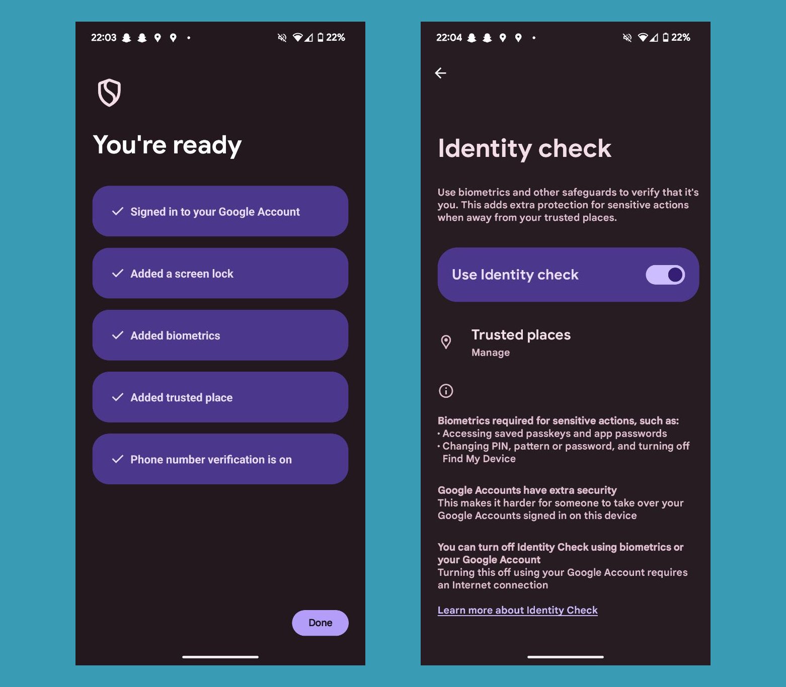 Android Identity Check feature