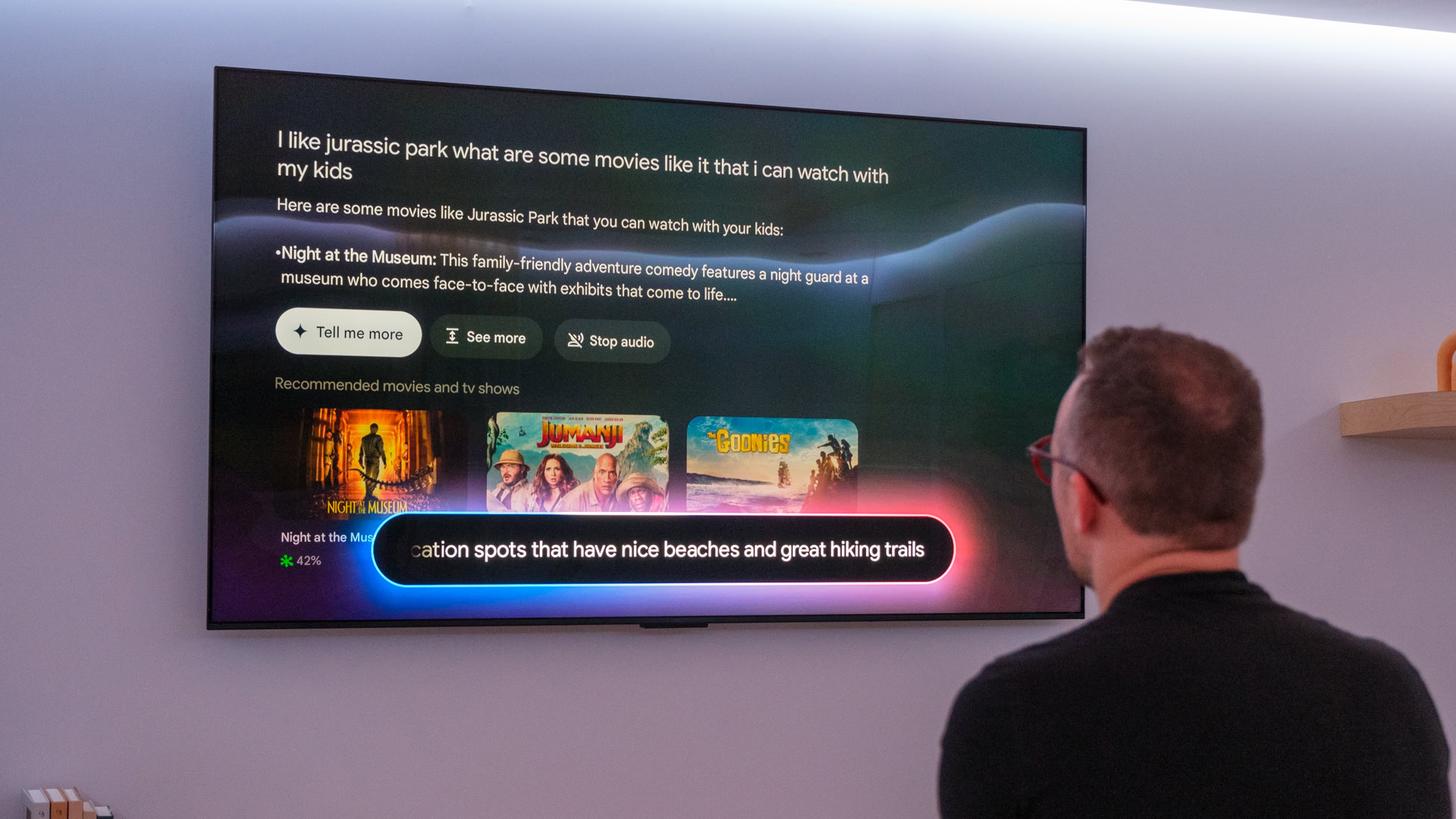 Google TV with Gemini question interface