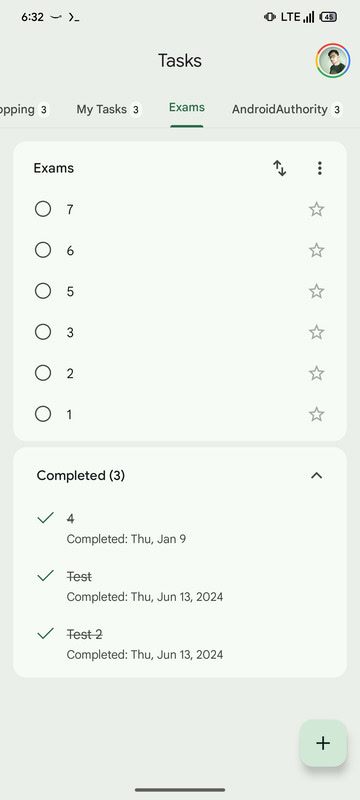 Google task completion date