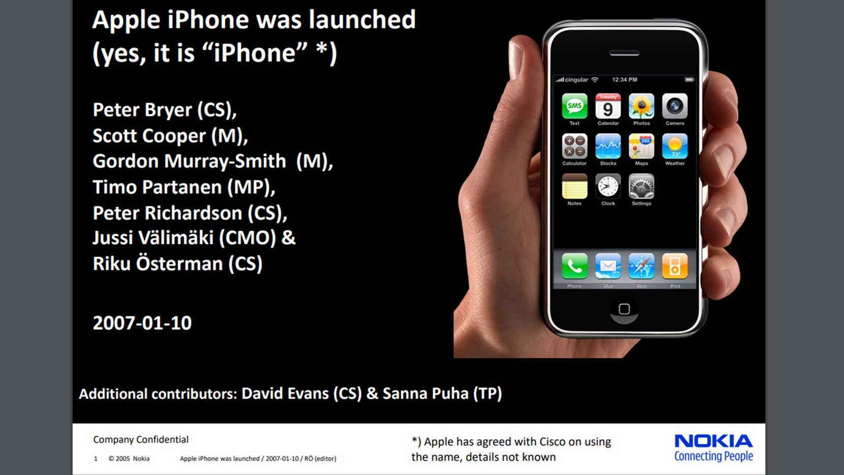 Nokia Internal Presentation iPhone 2007 First Slide