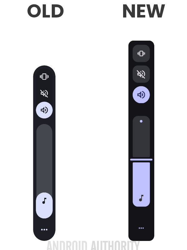 Old vs new‌ expanded volume slider