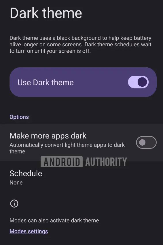 Make more apps dark toggle Android 16 B1