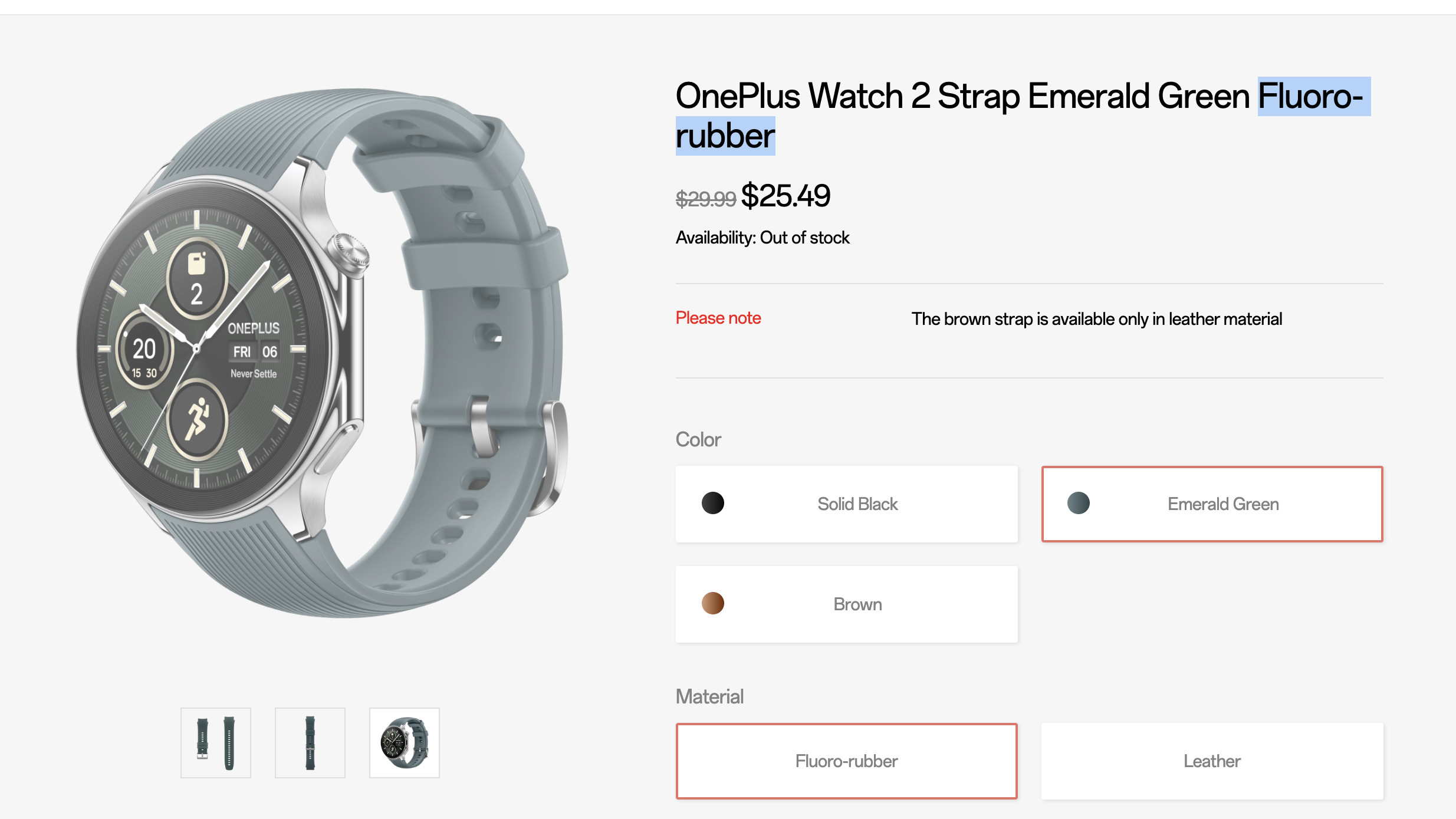 oneplus watch 2 strap fluororubber