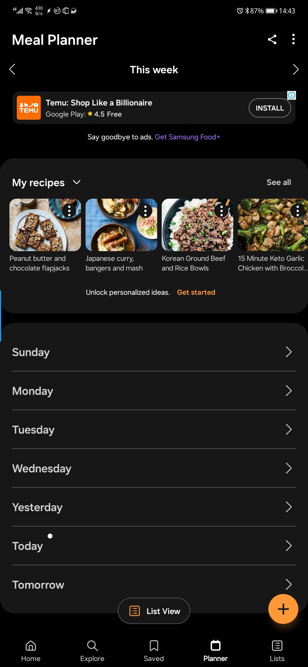 samsung food meal planner 1