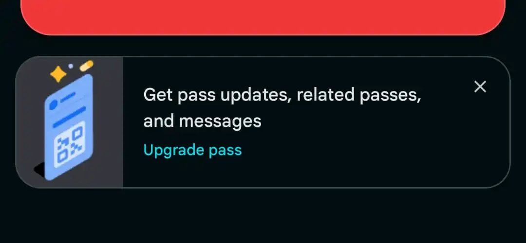 Google Wallet upgrade pass