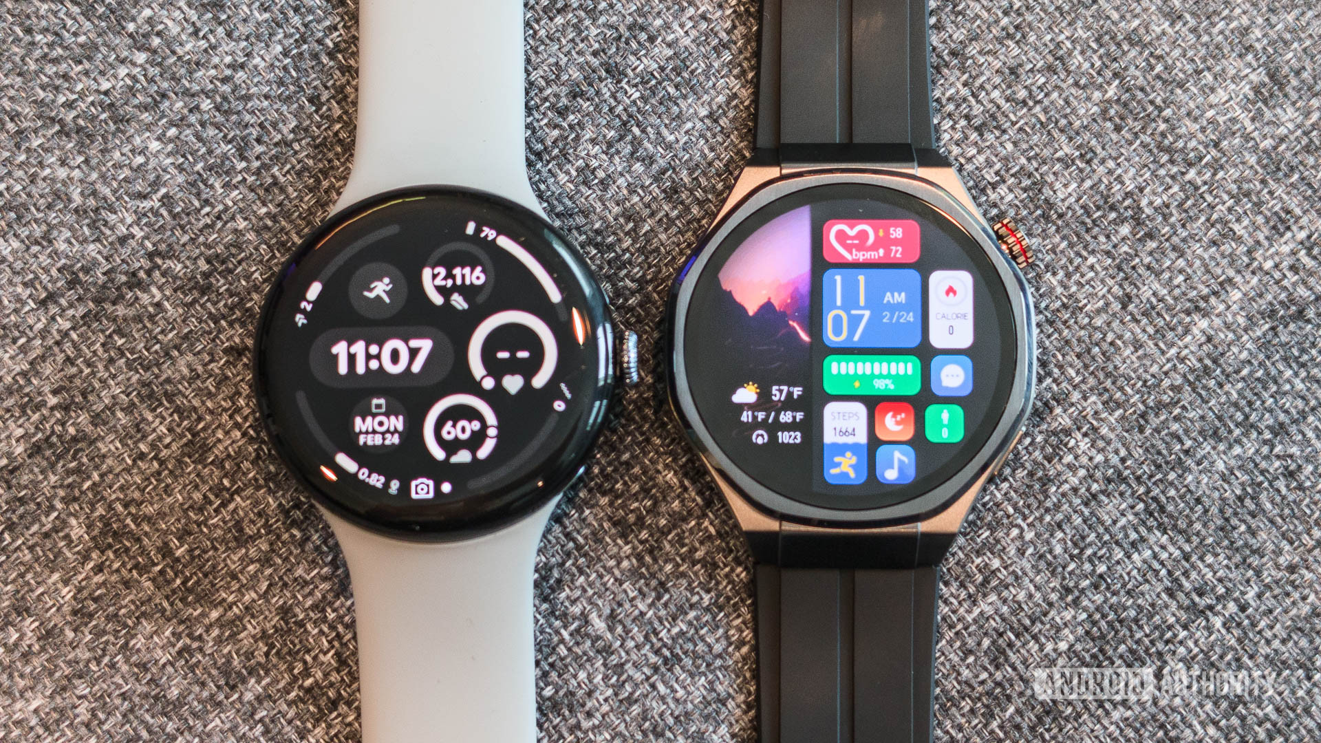 HONOR Watch 5 Ultra next to 45mm Google Pixel Watch 3