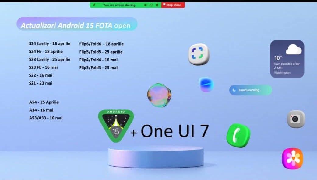 Samsung One UI 7 Android 15 leaked rollout plan