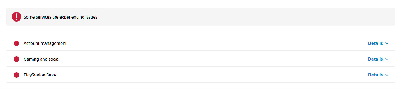 Sony PlayStation Network service status