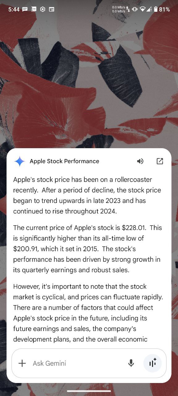 gemini apple stock price