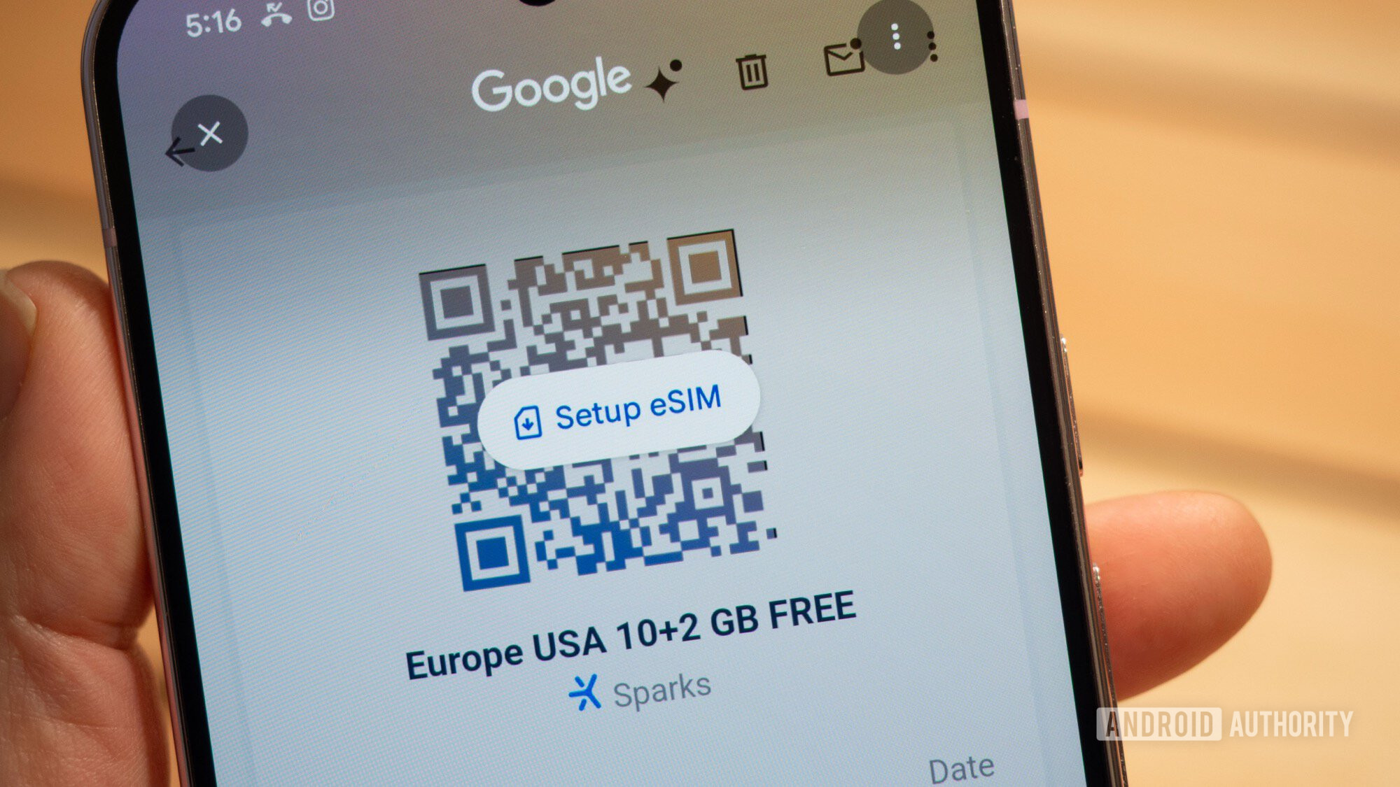 google circle to search eSIM setup qr code