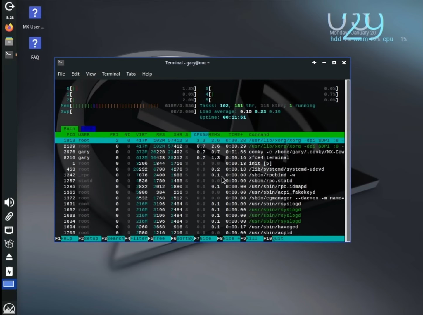 mx linux desktop screen 1