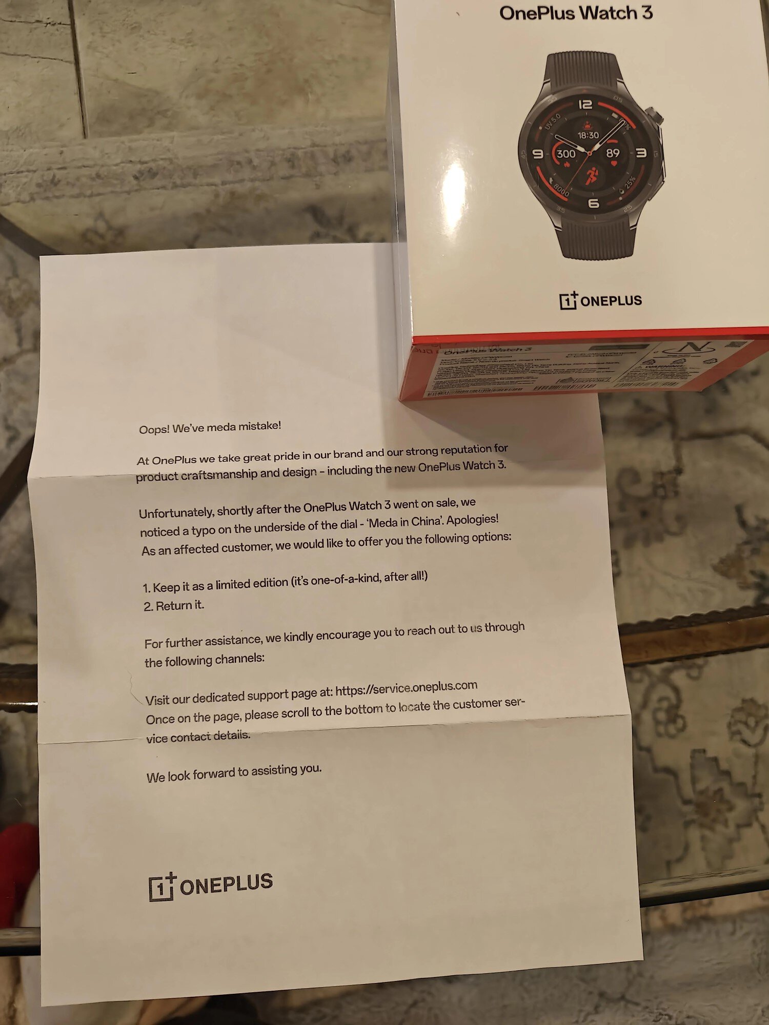 oneplus watch 3 typo letter