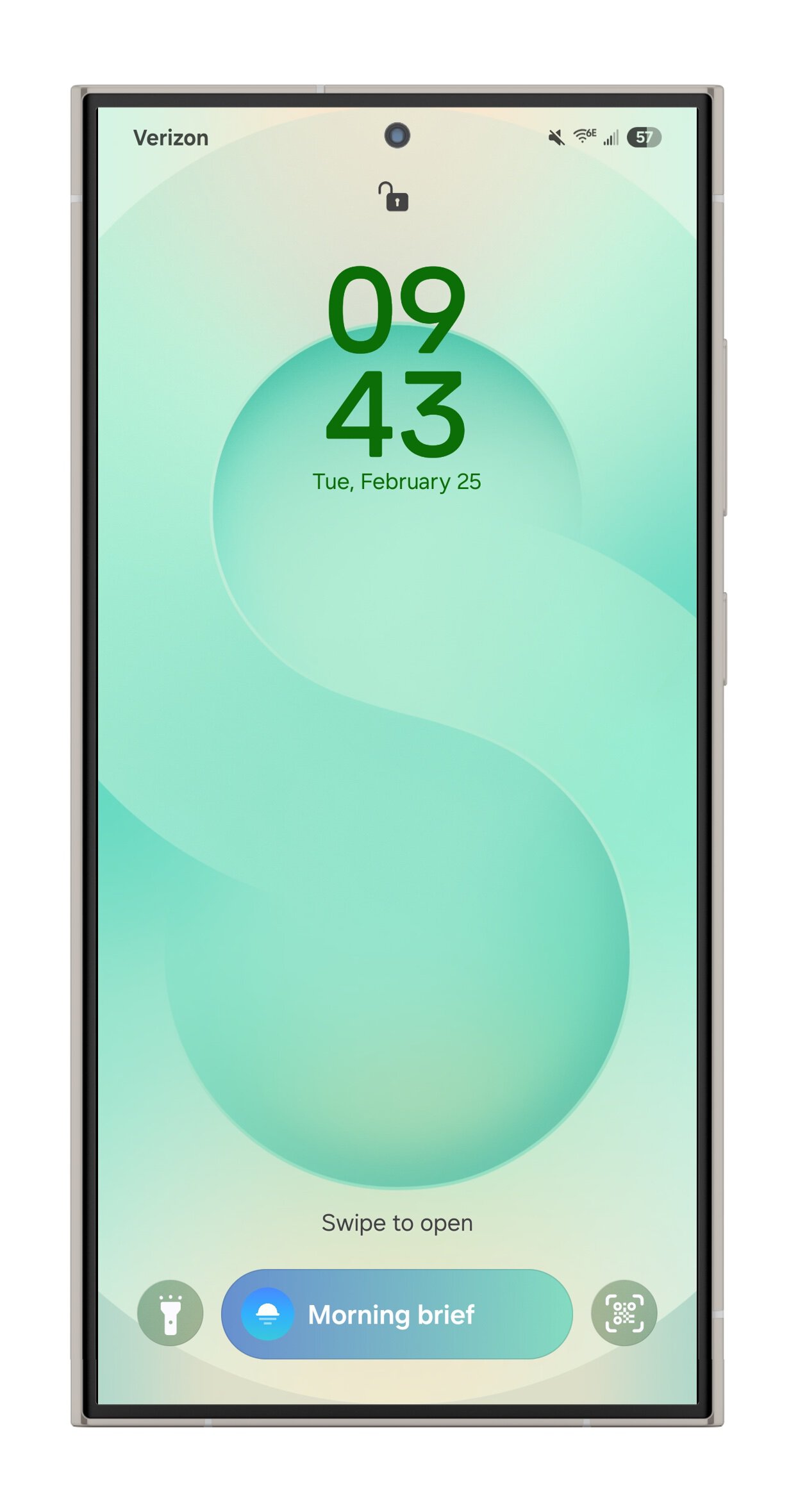 Now Brief icon on the Galaxy S25 lock screen.
