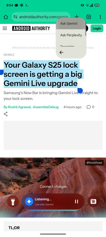 Ask Gemini select text