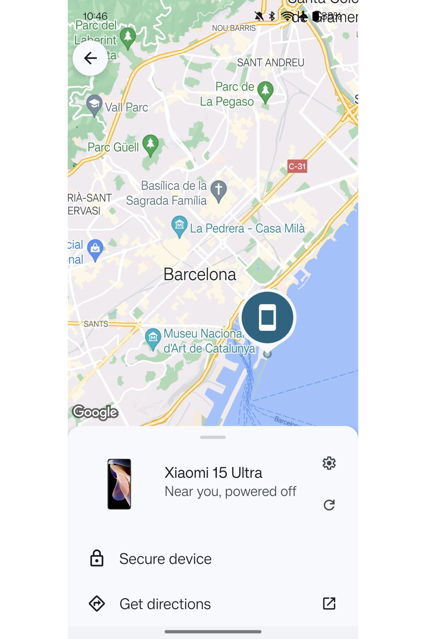 Find My Device locating Xiaomi 15 Ultra when powered off