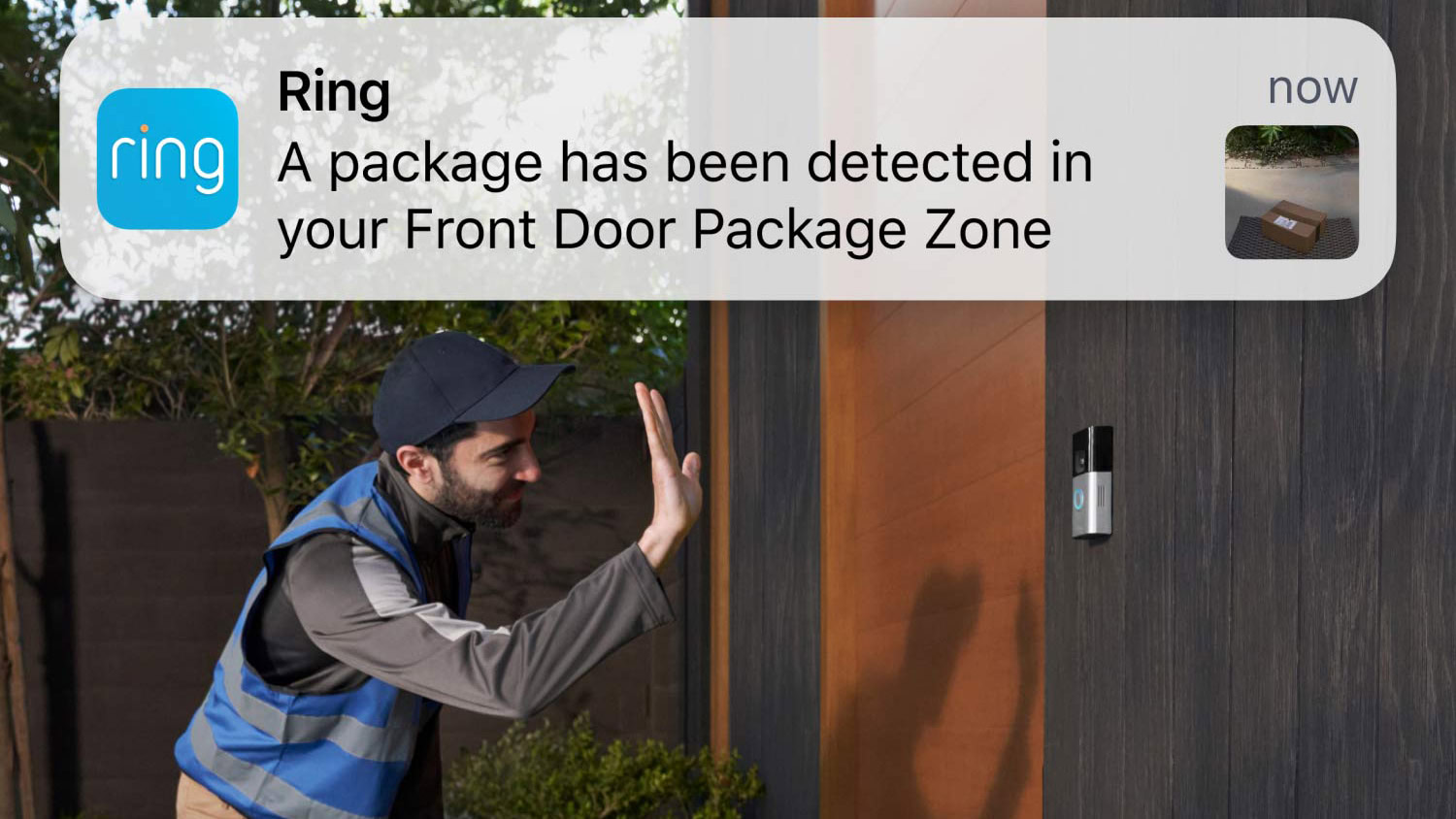 Ring Battery Doorbell Pro recording delivery man