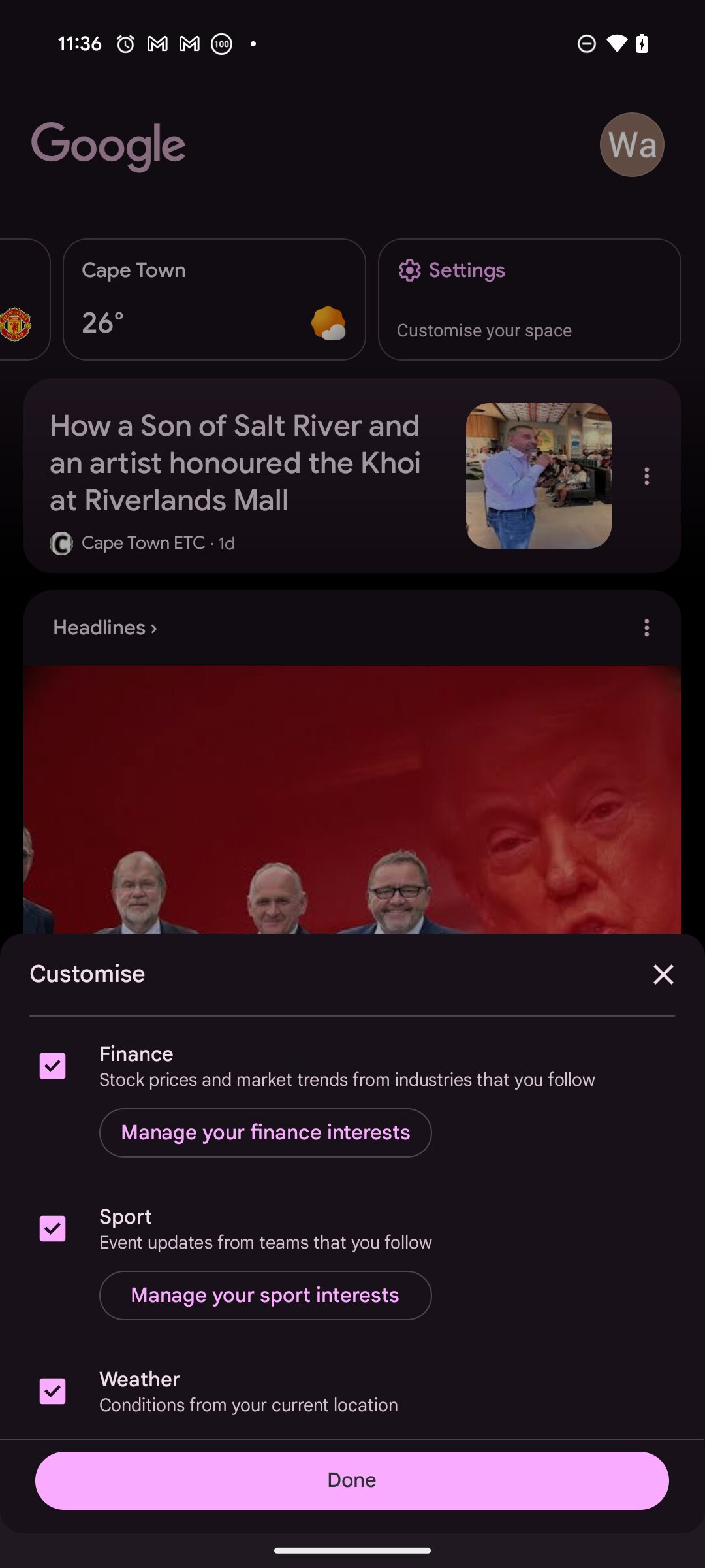 google discover sports finance interests 3